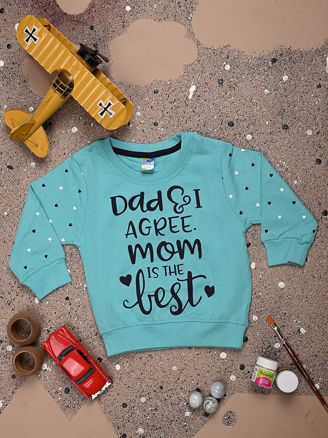 

V-Mart Infants Kids Typography Printed Acrylic Sweatshirt, Green