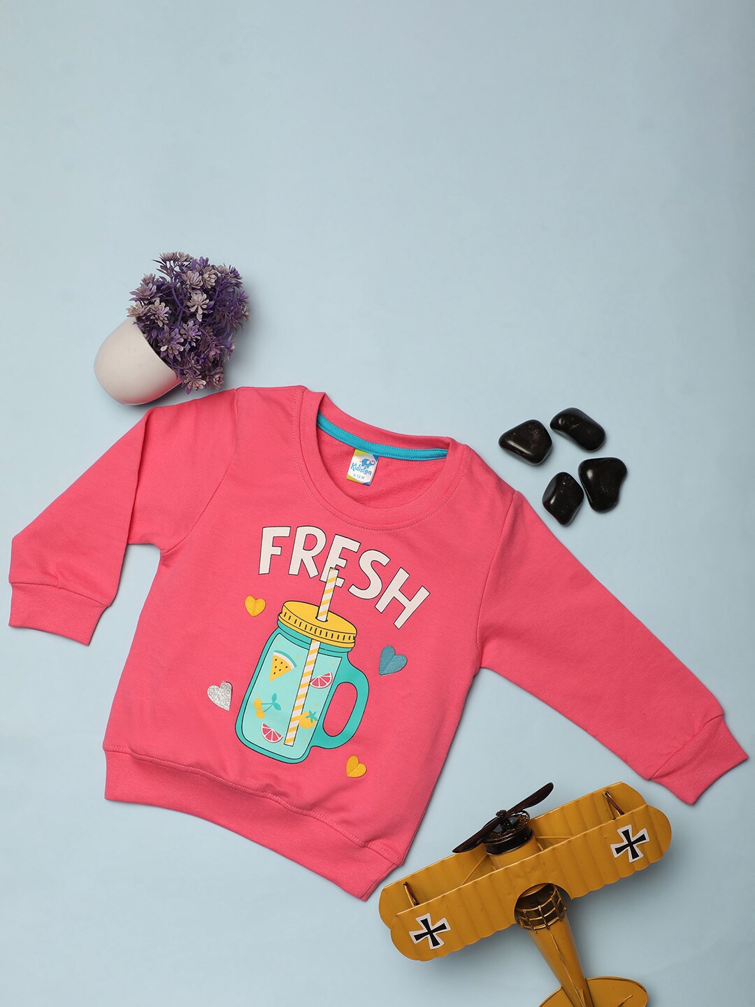 

V-Mart Infants Kids Typography Printed Acrylic Sweatshirt, Pink