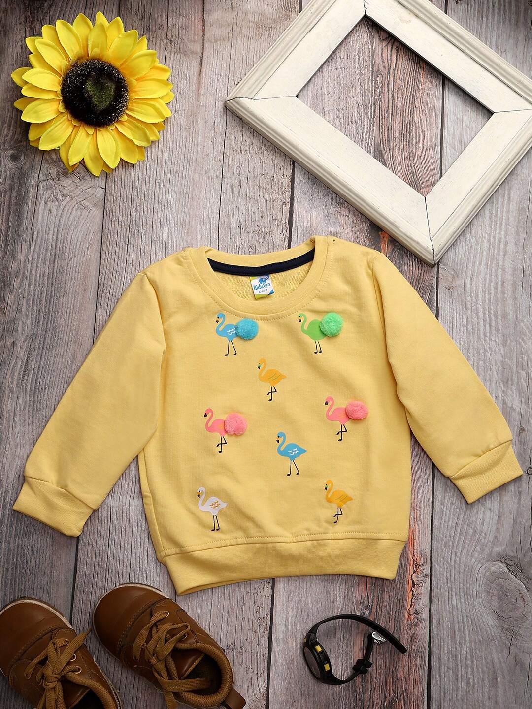 

V-Mart Unisex Kids Printed Round Neck Acrylic Sweatshirt, Yellow