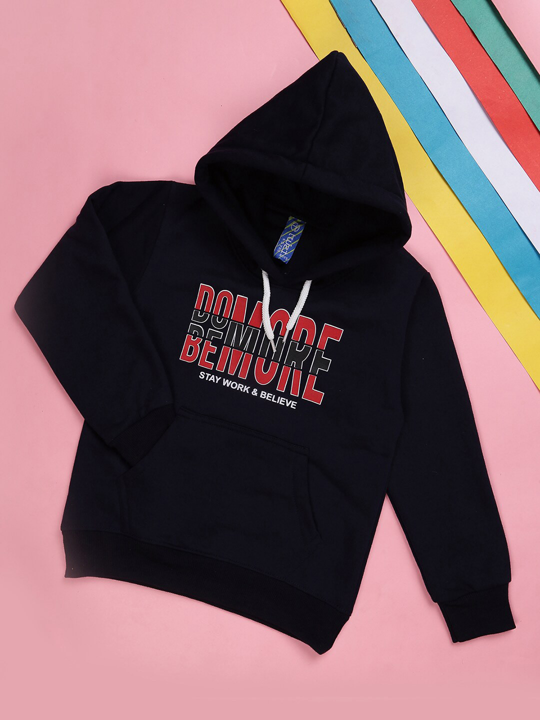 

V-Mart Boys Typography Printed Hooded Acrylic Sweatshirt, Navy blue