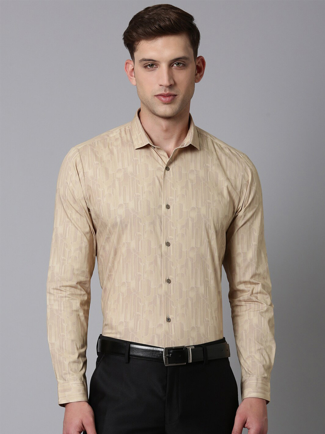 

Louis Philippe Sport Slim Fit Printed Formal Shirt, Beige