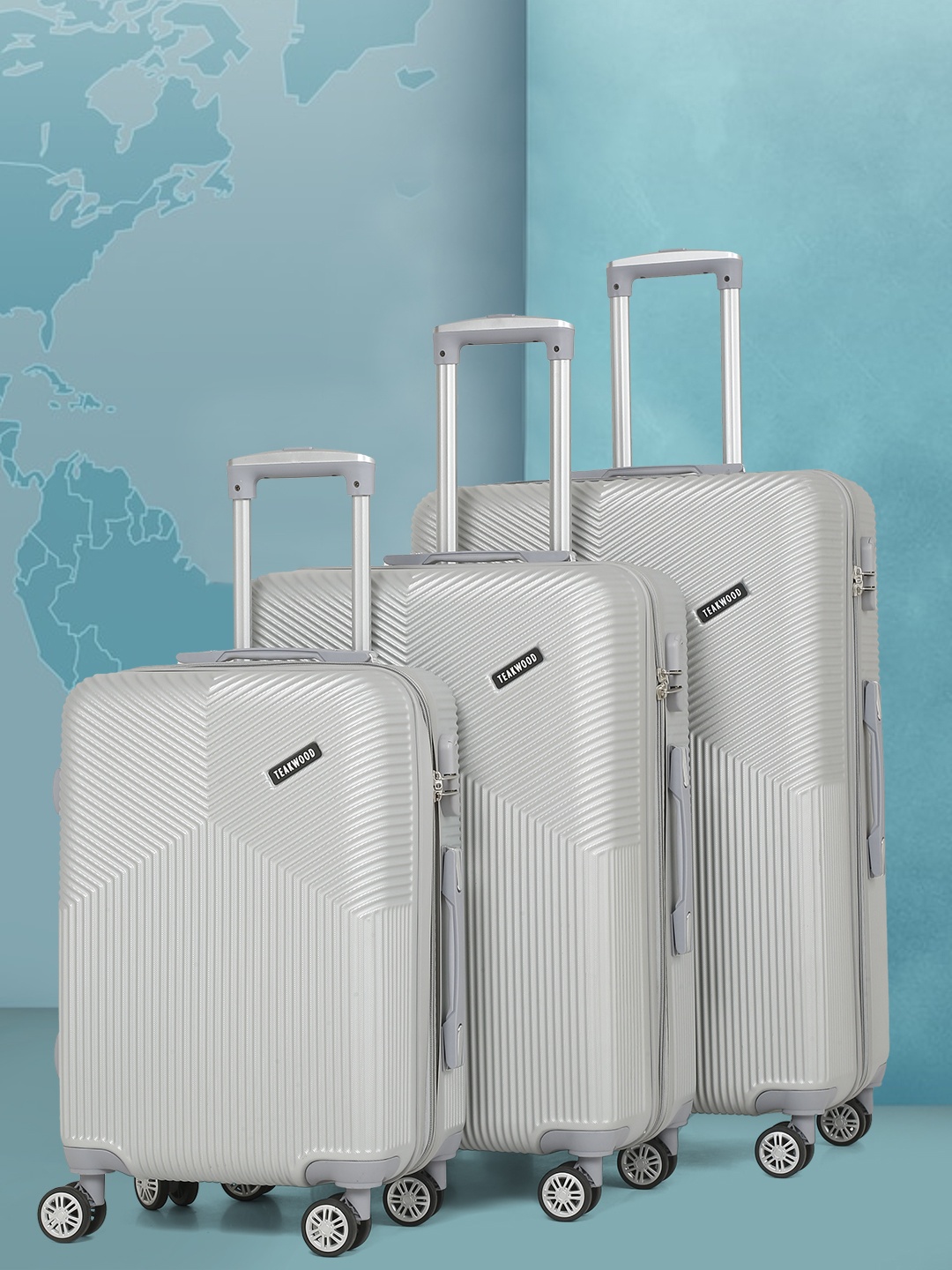 

Teakwood Leathers Set of 3 Crown Hard Trolley Bag- 182.3 L, Grey