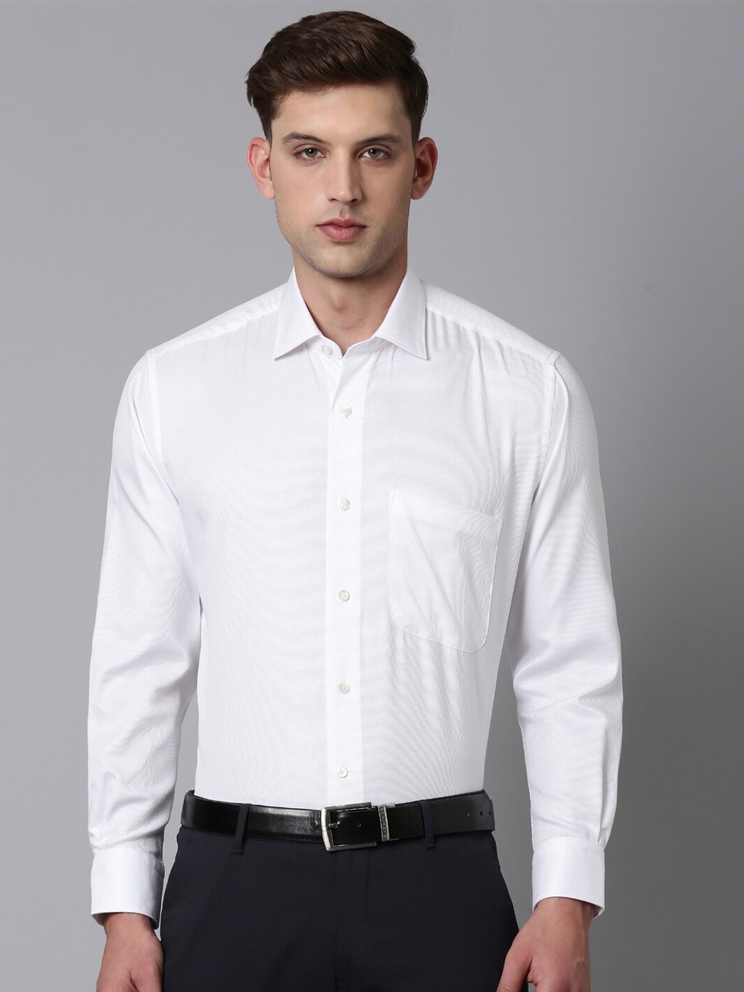 

Luxure by Louis Philippe Textured Classic Fit Opaque Cotton Formal Shirt, White