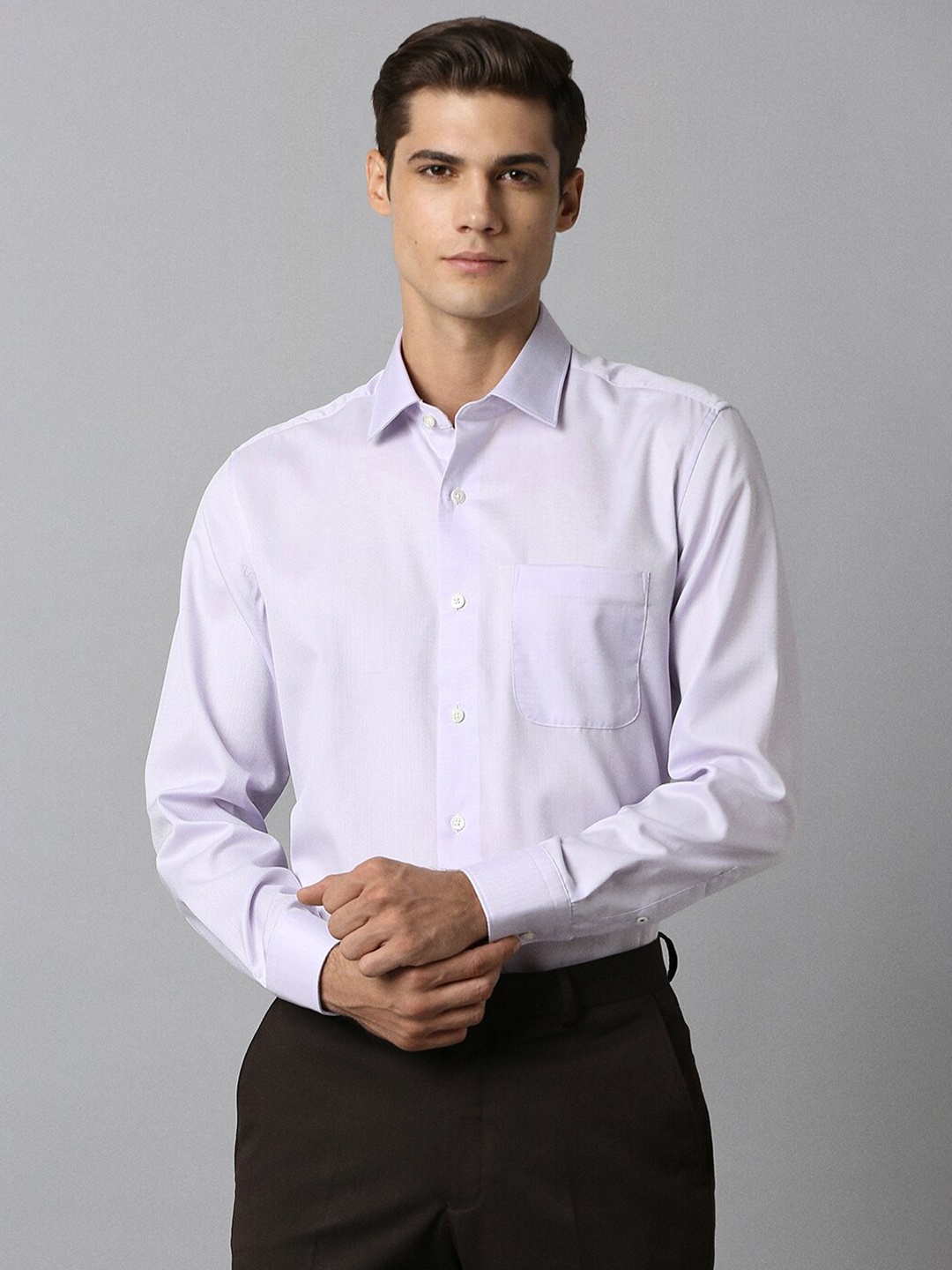 

Luxure by Louis Philippe Slim Fit Opaque Cotton Formal Shirt, Purple