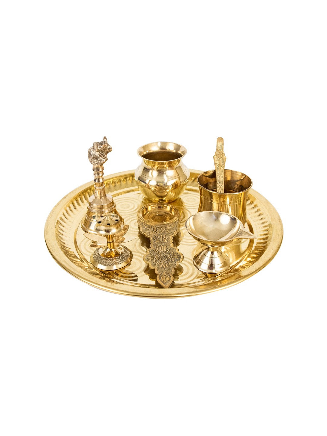 

Spillbox Yellow 8-Pieces Thali Pooja Essentials, Gold