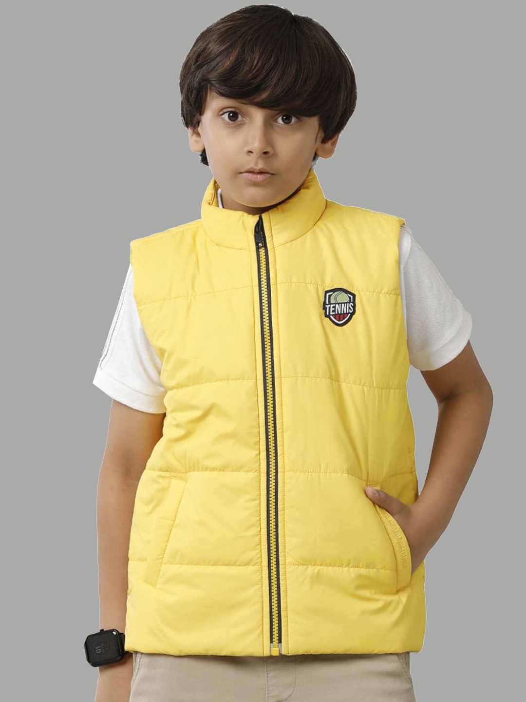 

UNDER FOURTEEN ONLY Boys Mock Collar Padded Jacket, Yellow