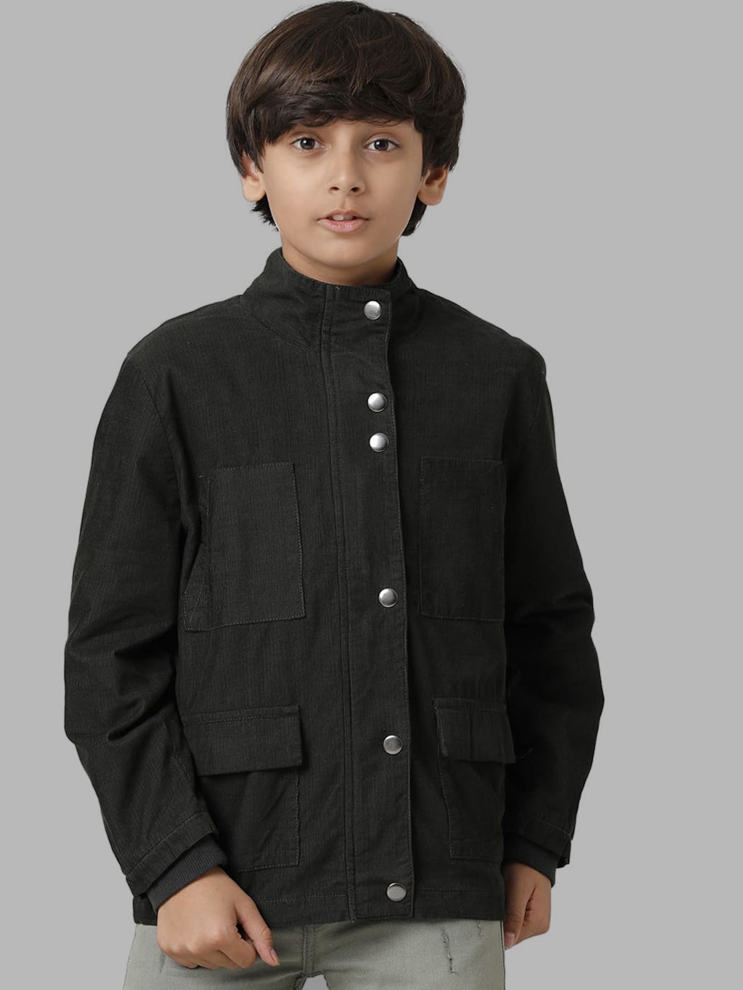

UNDER FOURTEEN ONLY Boys Mock Collar Longline Tailored Jacket, Black