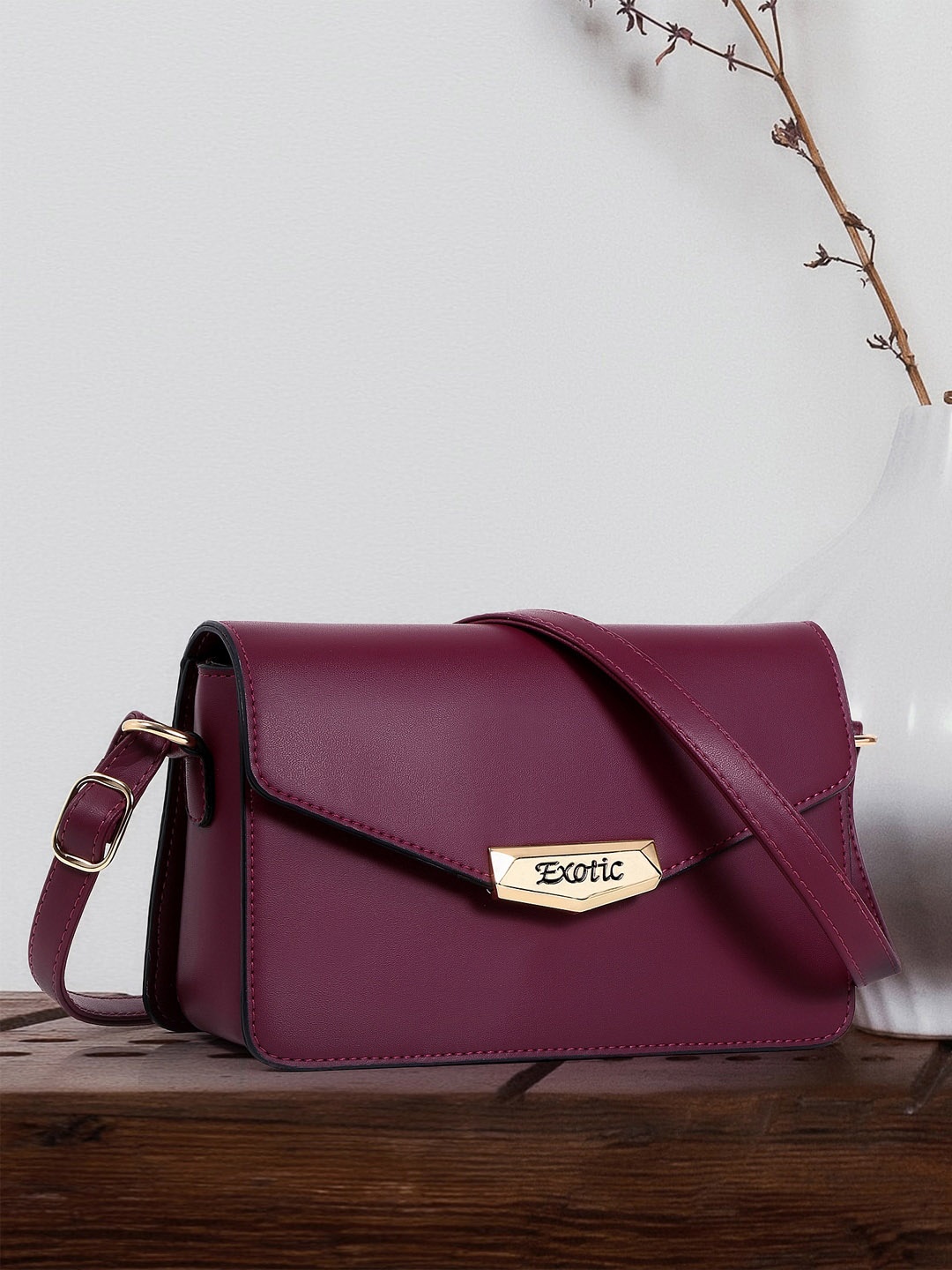 

Exotic Structured Sling Bag, Maroon