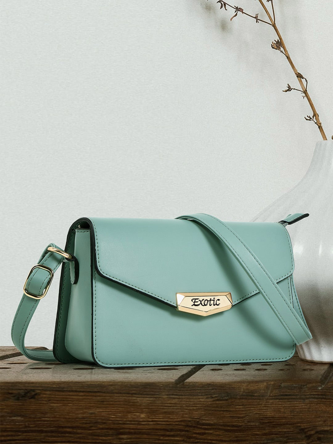 

Exotic Structured Sling Bag, Green