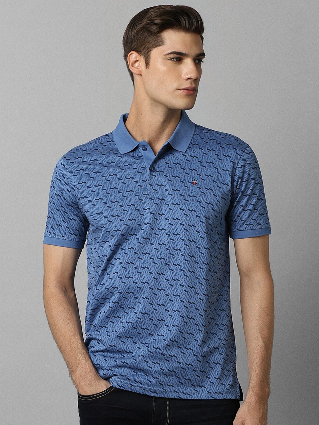 

Louis Philippe Sport Geometric Printed Polo Collar T-shirt, Blue
