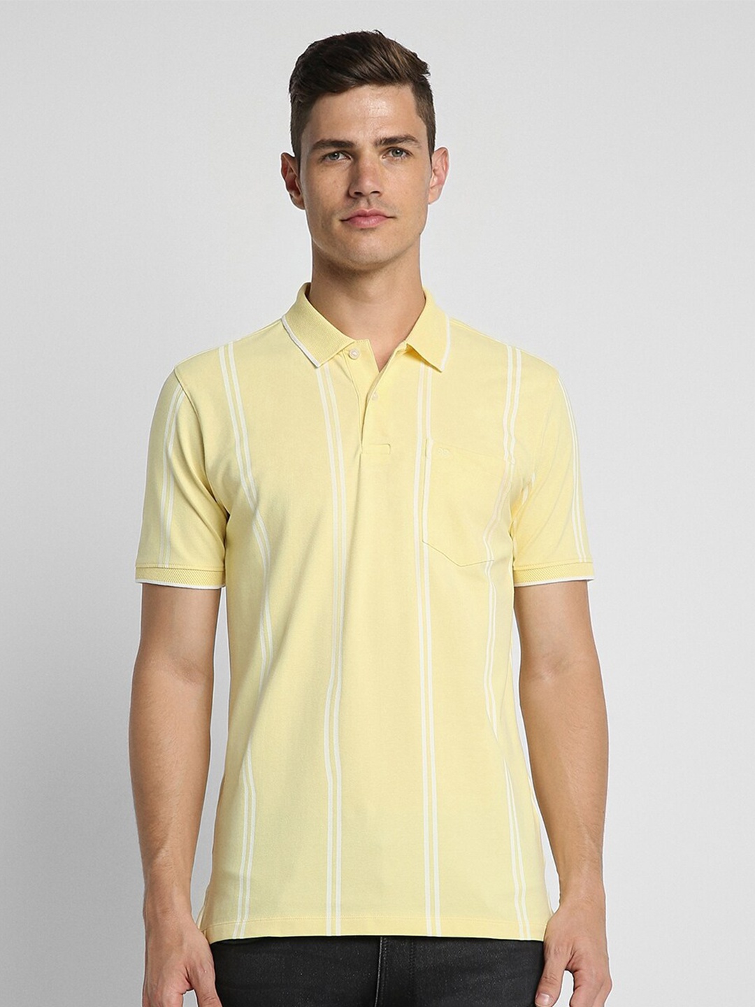 

Peter England Casuals Striped Polo Collar T-shirt, Yellow