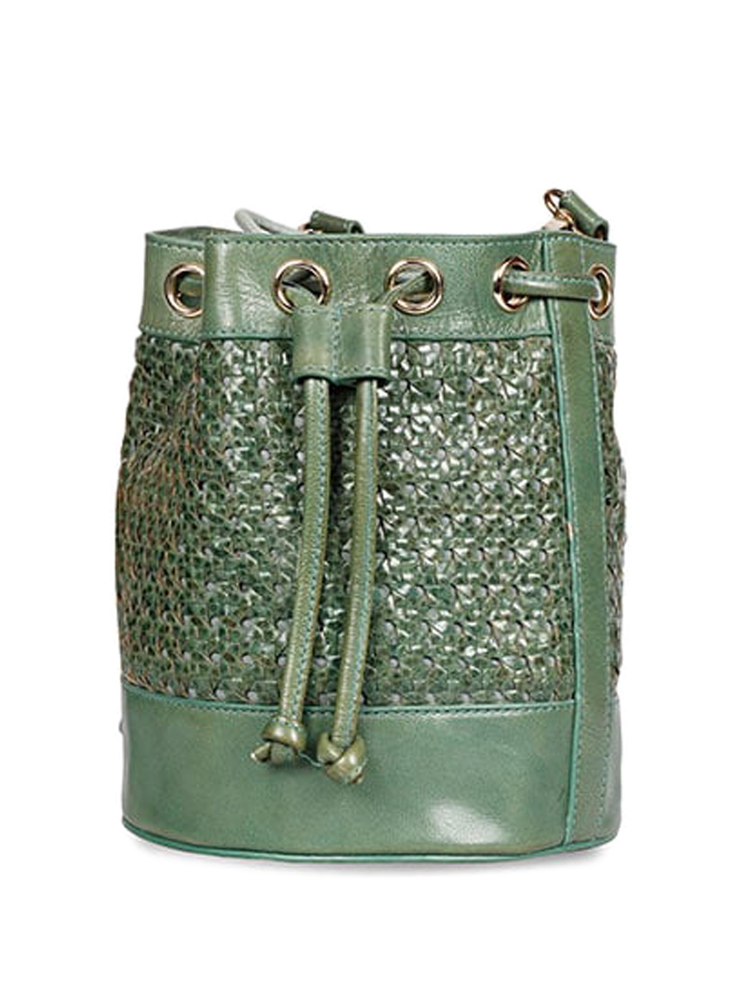 

Saint G Textured Leather Potli Bag, Green