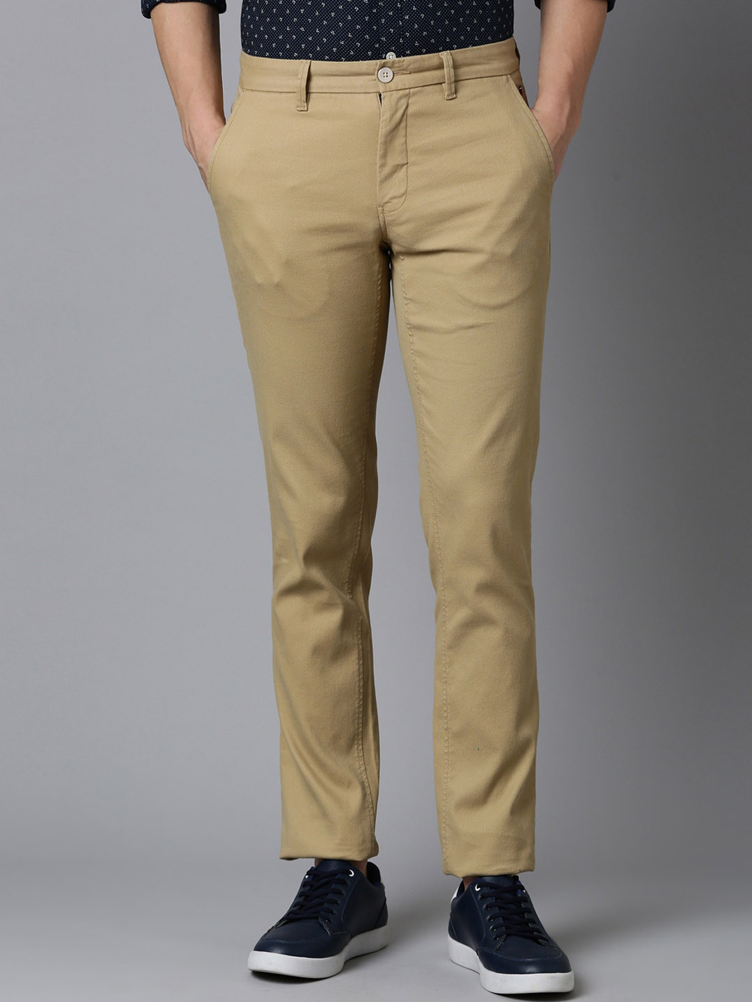 

Louis Philippe Sport Men Slim Fit Mid Rise Flat Front Regular Trousers, Khaki