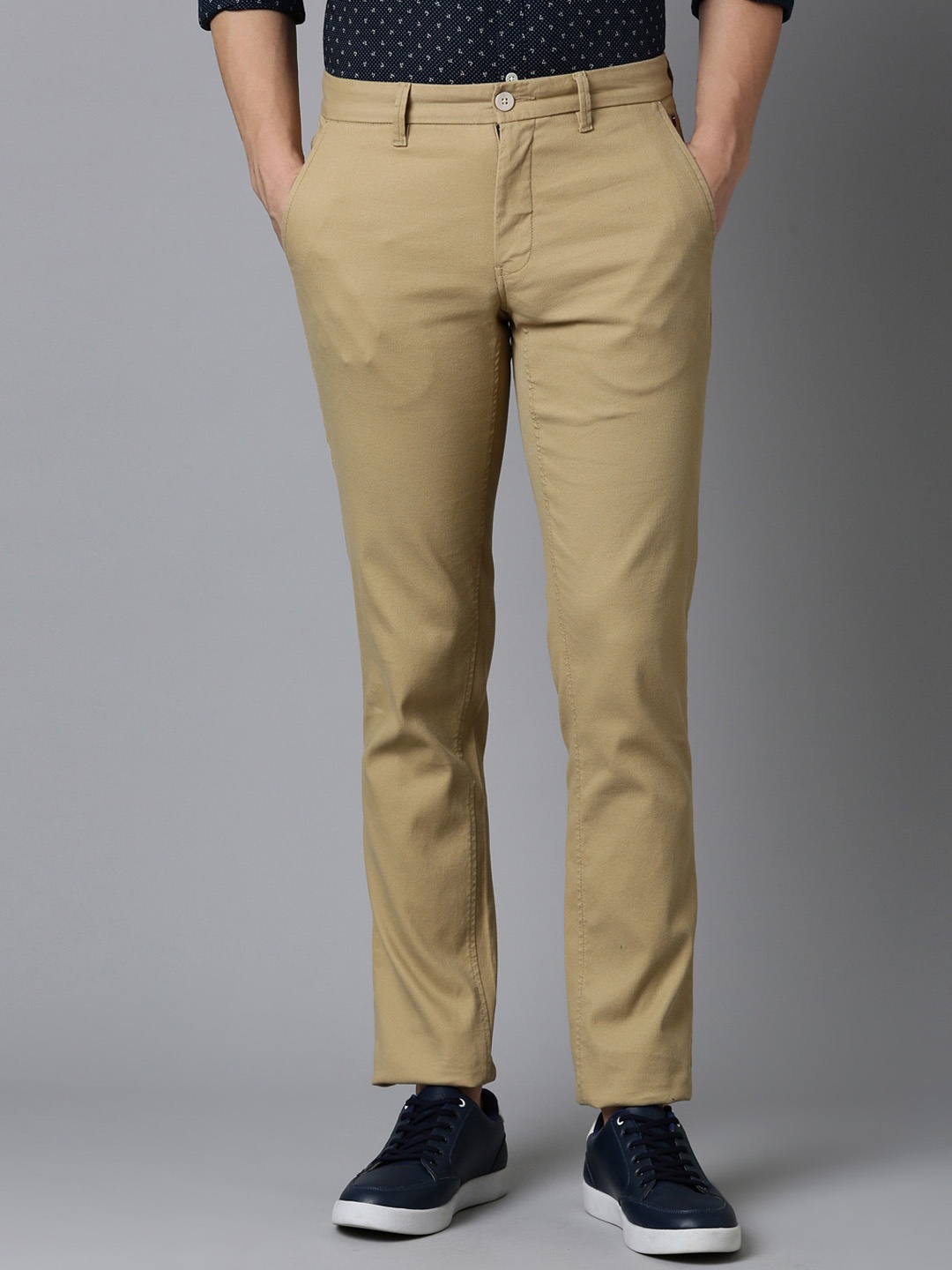 

Louis Philippe Sport Men Slim Fit Mid Rise Flat Front Trousers, Khaki