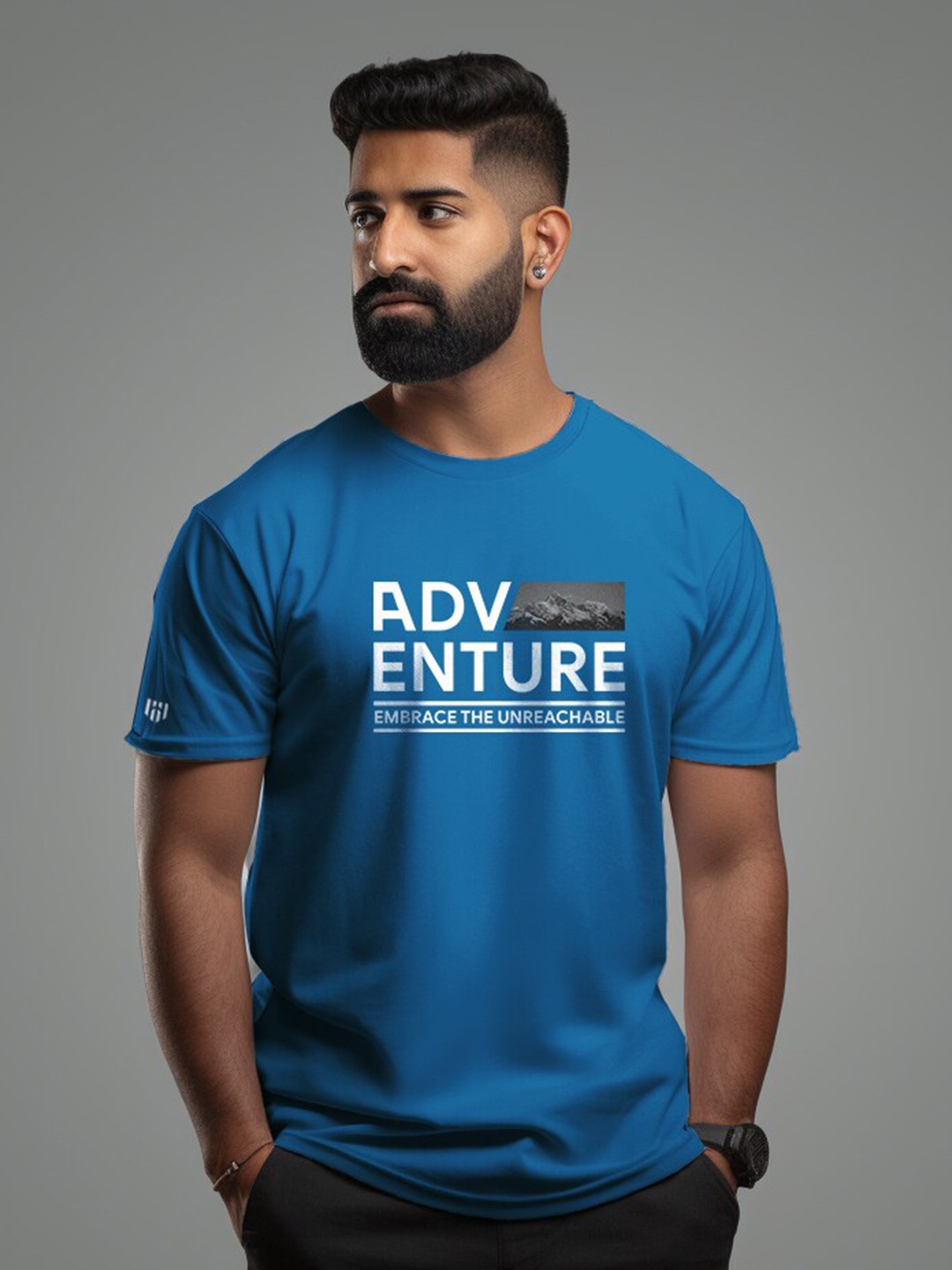 

Aero Armour Typography Printed Cotton T-shirt, Blue