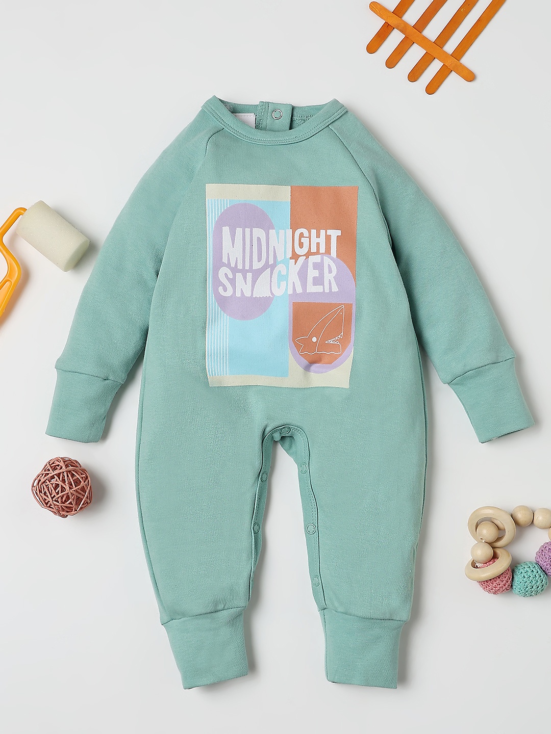

Fancy Fluff Boys Printed Sleepsuit, Green