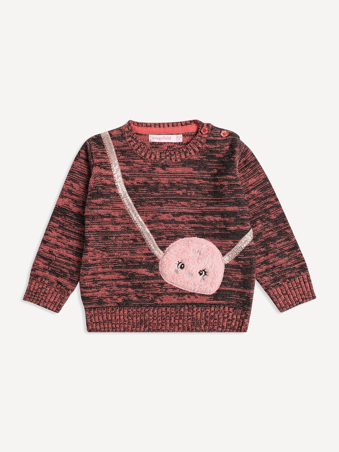 

Wingsfield Girls Embroidered Acrylic Pullover, Peach