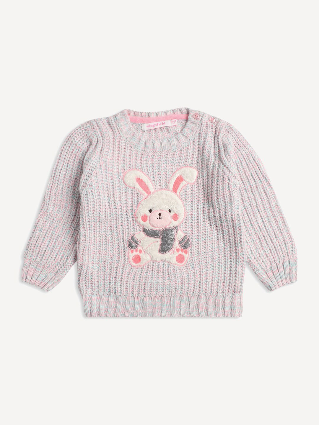 

Wingsfield Girls Cable Knit Embroidered Acrylic Pullover, Pink