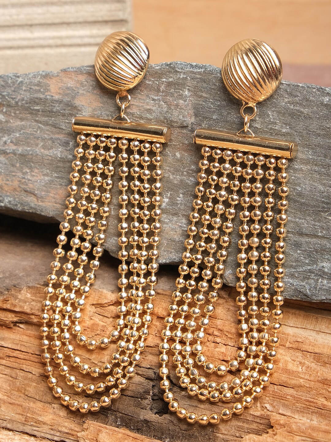 

XPNSV Gold-Plated Contemporary Drop Earrings