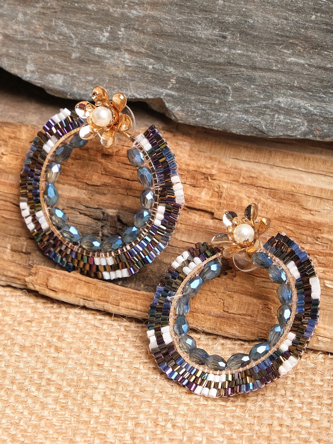 

XPNSV Gold-Plated Contemporary Half Hoop Earrings