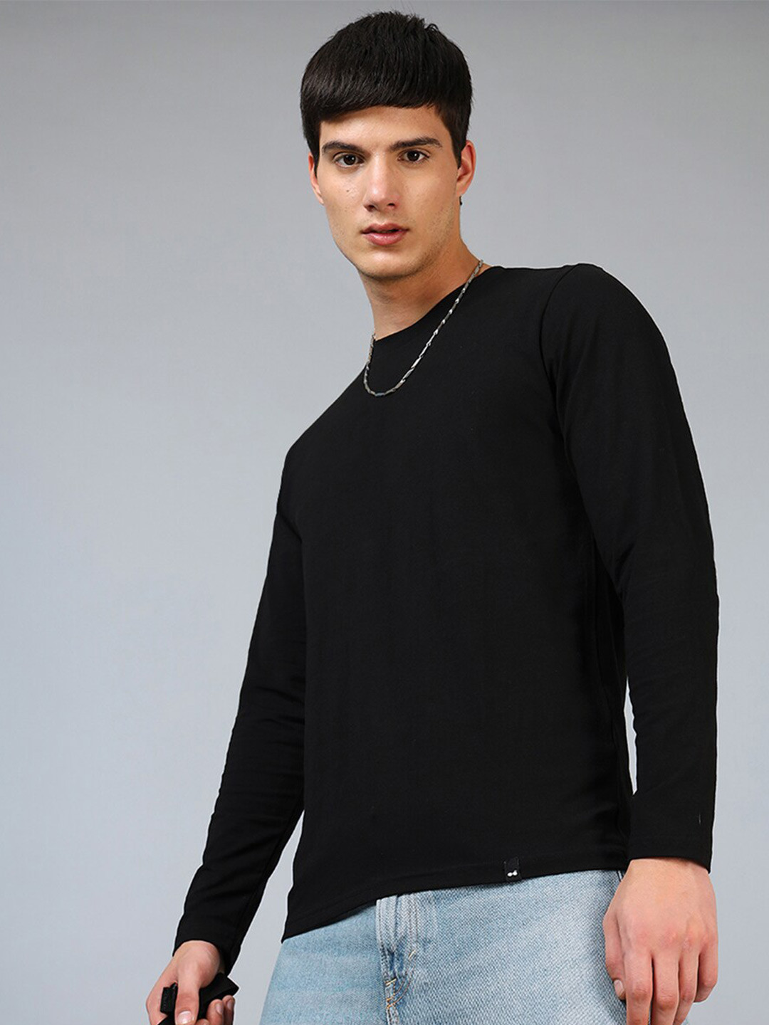 

Bewakoof Black Round Neck Cotton T-shirt