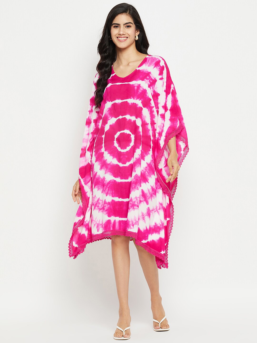 

BAESD Tie And Dye Extended Sleeve Kaftan Dress, Pink
