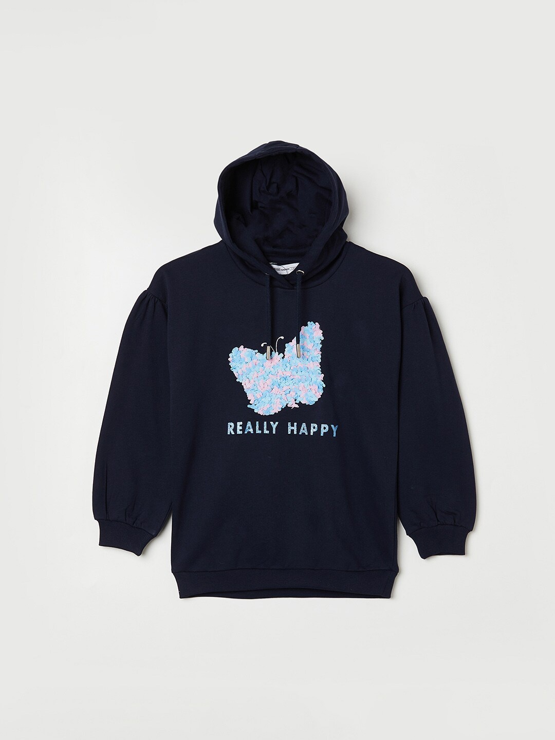 

Fame Forever by Lifestyle Girls Graphic Printed Hooded Cotton Sweatshirt, Blue