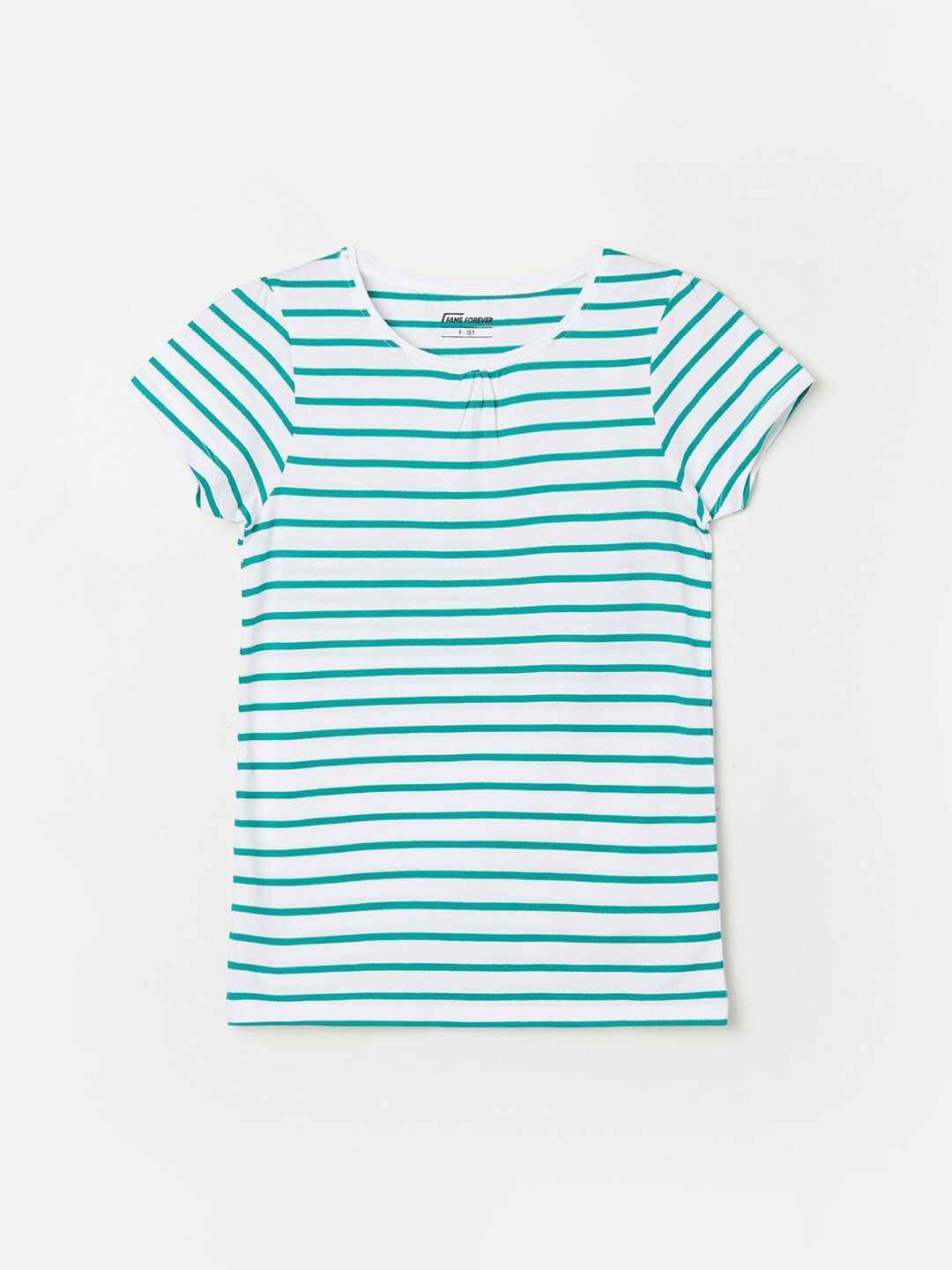 

Fame Forever by Lifestyle Girls Striped Pure Cotton T-shirt, Green