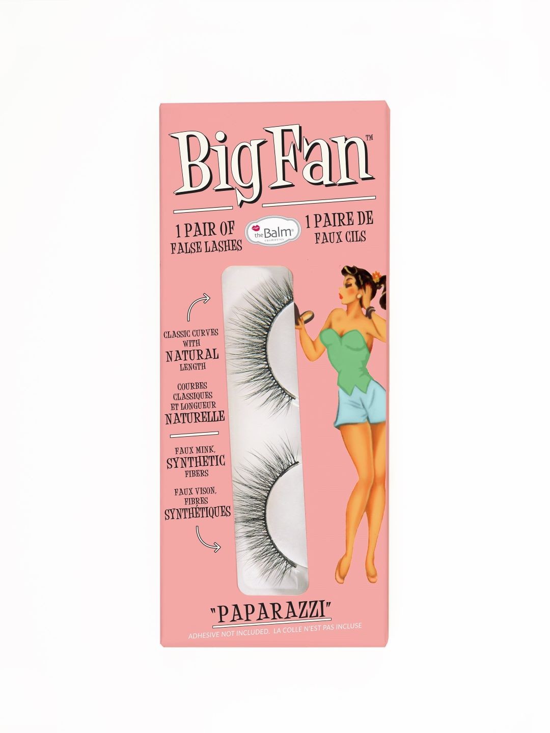 

The Balm Big Fan Faux Mink Synthetic Fibers Natural Lash - Paparazzi, Black