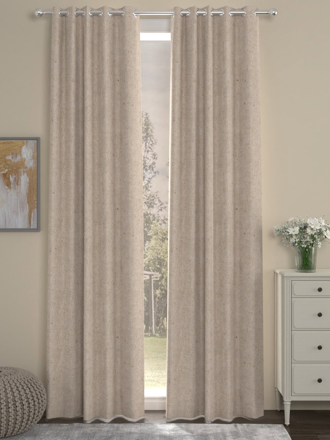 

ROSARA HOME Beige 2 Pieces Door Curtains