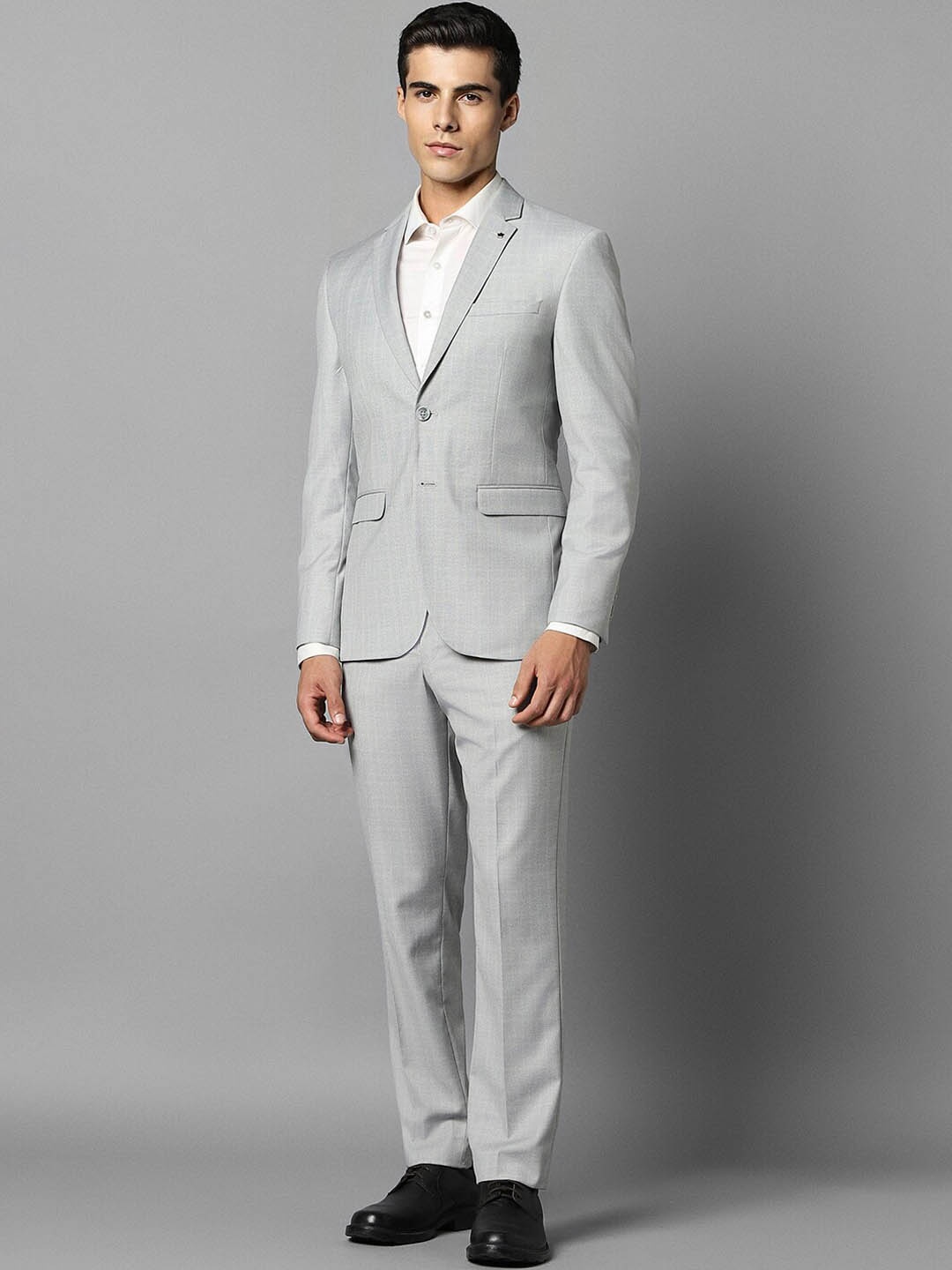 

Louis Philippe Checked Slim Fit Single Breasted Two Piece Formal Suit, Grey