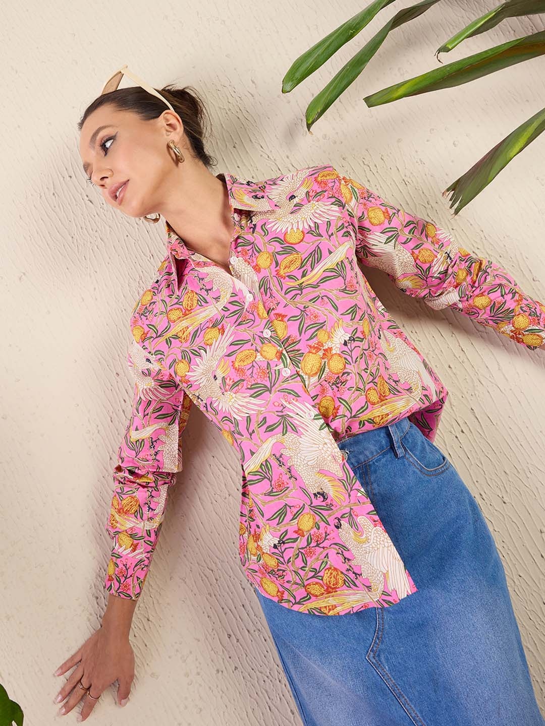 

Uptownie Lite Printed Cotton Shirt, Pink