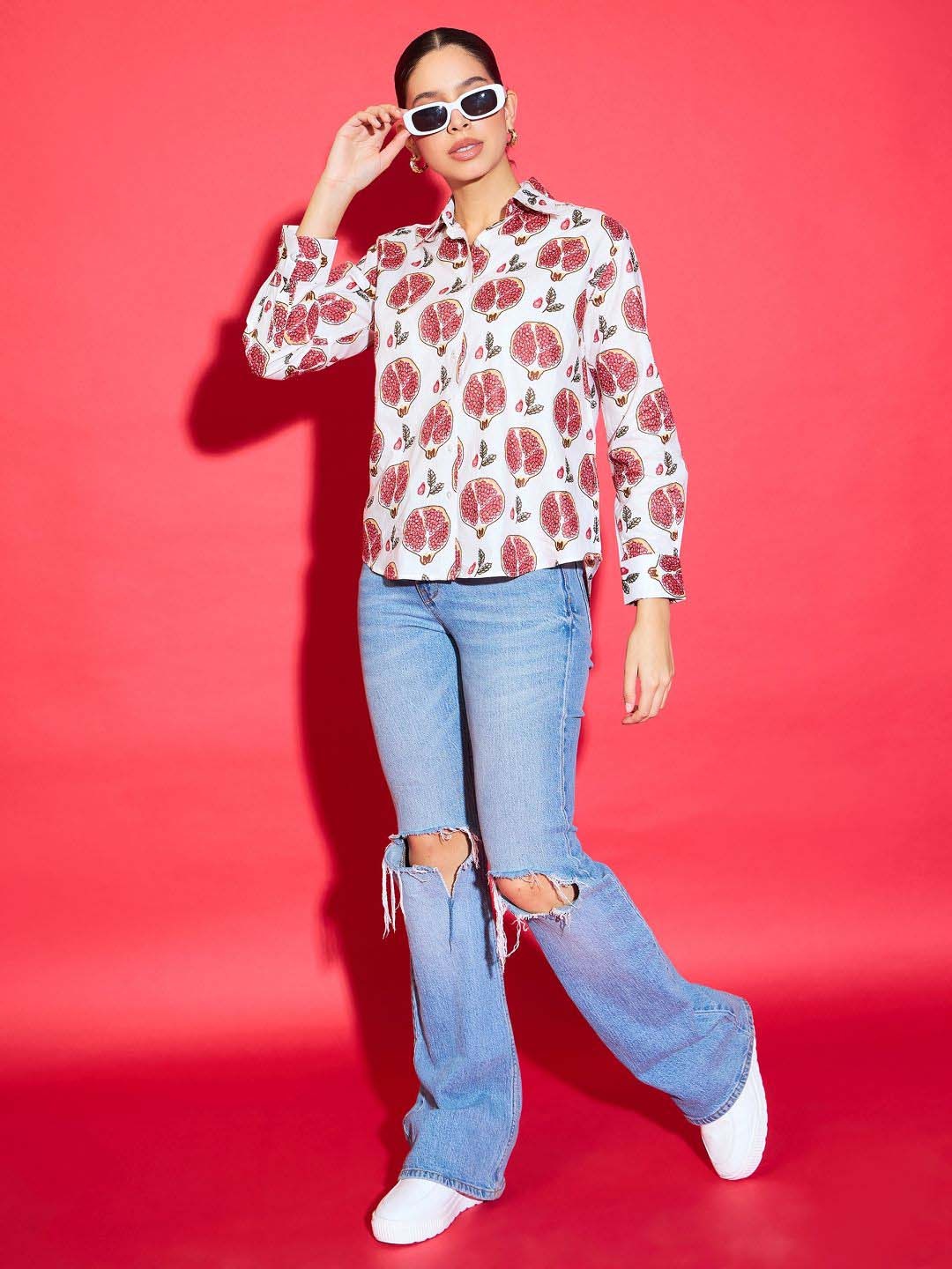 

Uptownie Lite Printed Cotton Shirt, White