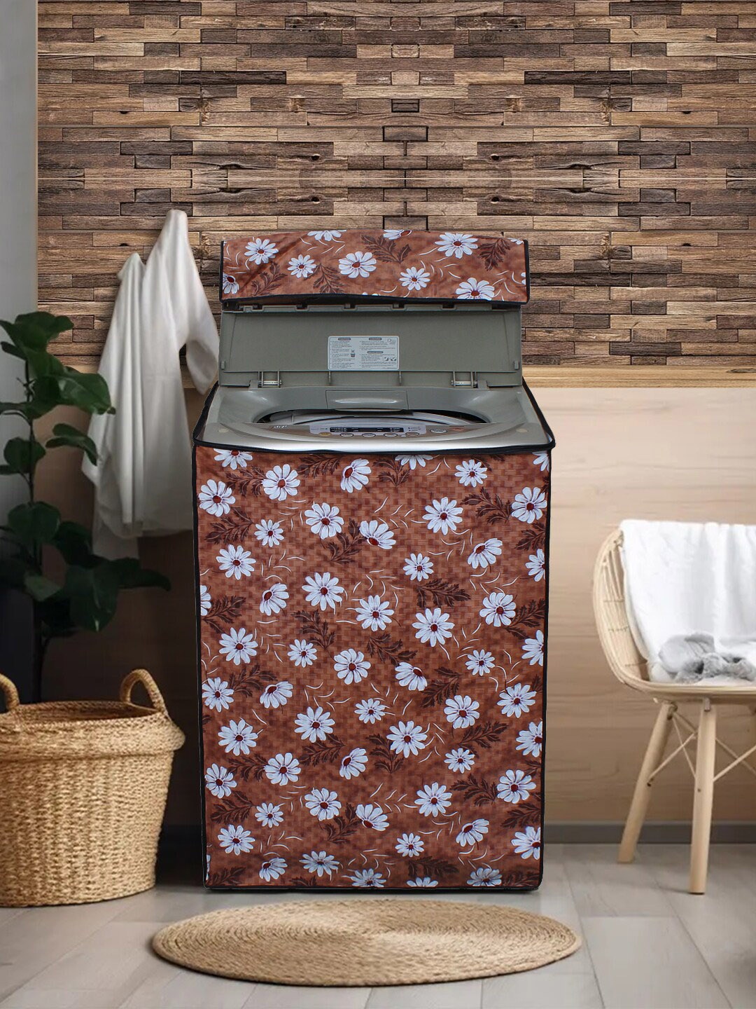 

DREAM CARE Brown Printed Waterproof and Dustproof Washing Machine Cover Top Load