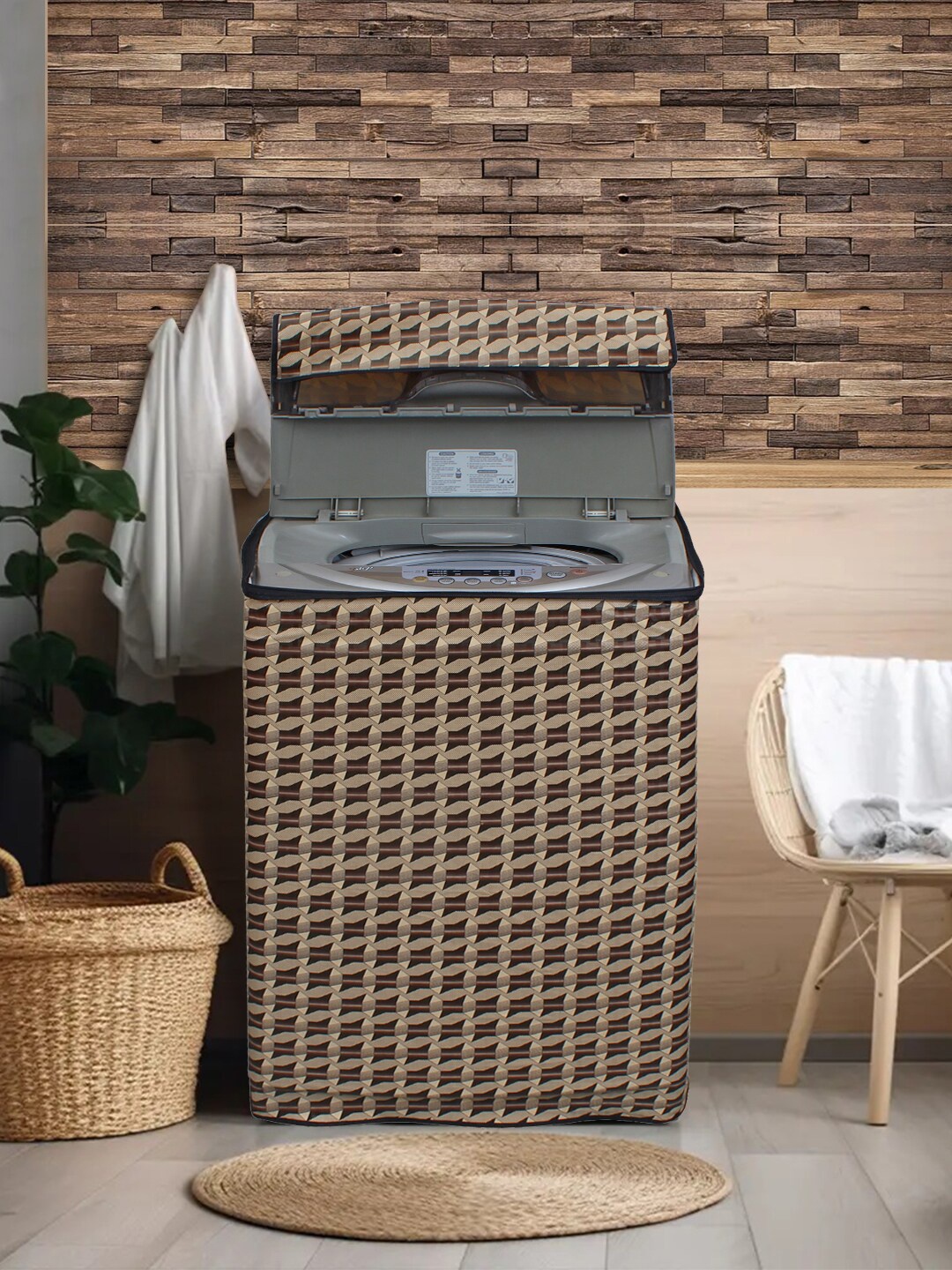 

DREAM CARE Brown Printed Waterproof & Dustproof Top Load Washing Machine Cover