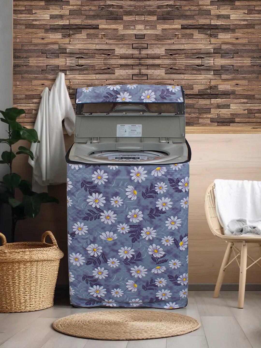 

DREAM CARE Purple Floral Printed Waterproof & Dustproof Front Load Washing Machine Cover