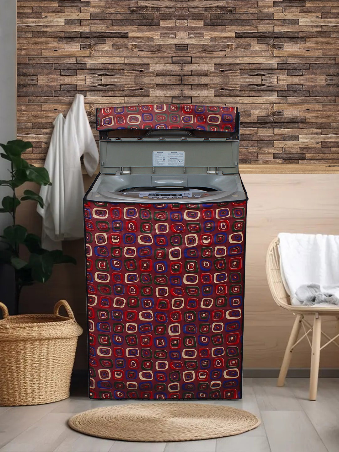 

DREAM CARE Maroon Printed Waterproof and Dustproof Top Load Washing Machine Cover