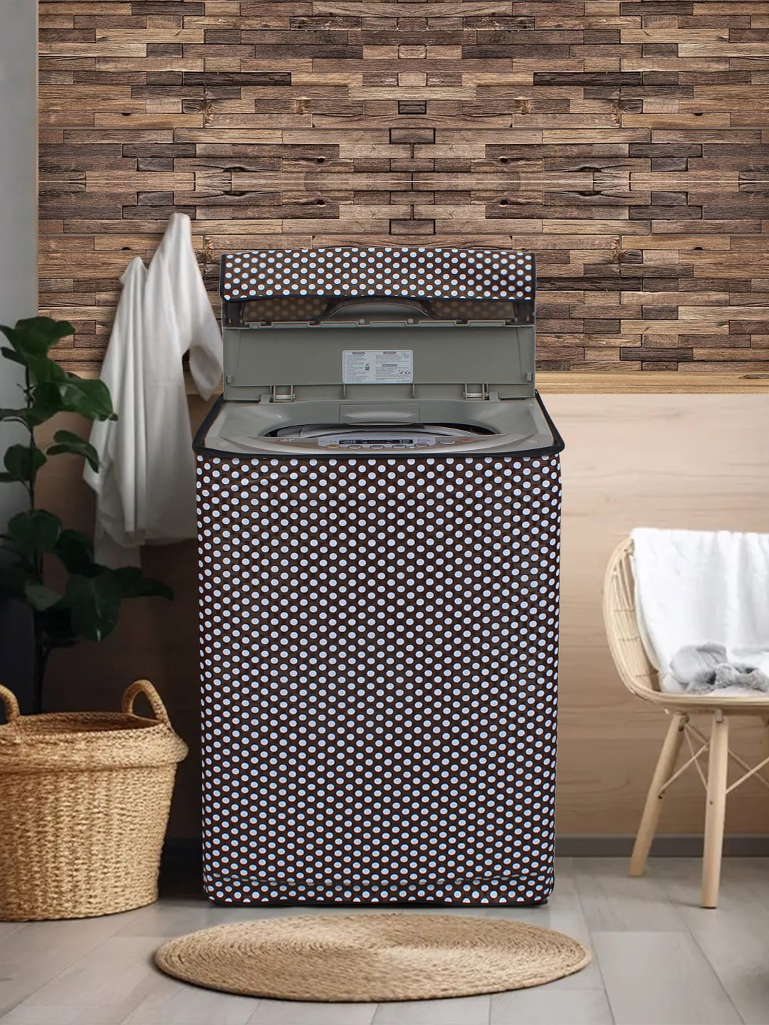 

DREAM CARE Brown Printed Waterproof and Dustproof Top Load Washing Machine Cover