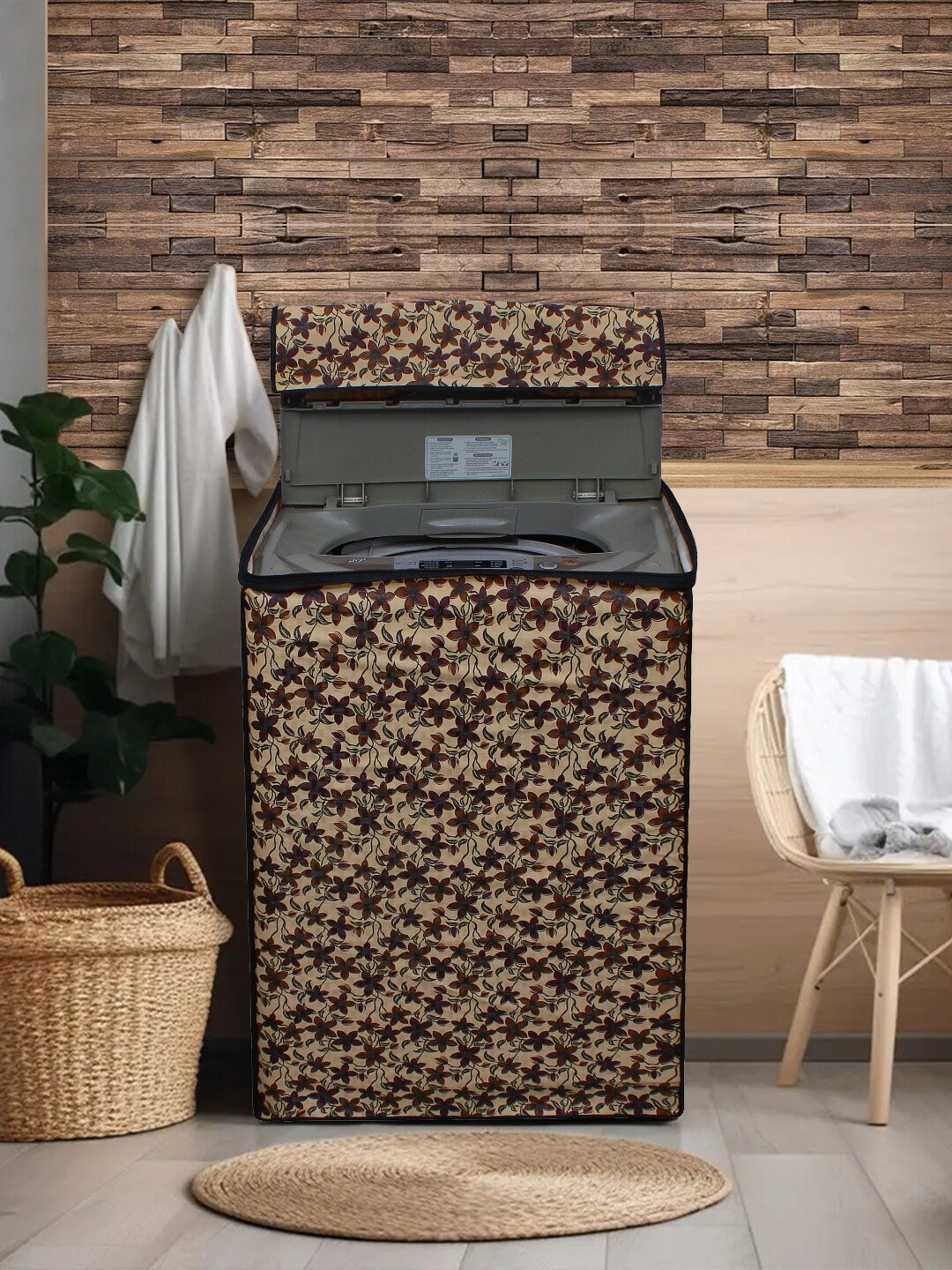 

DREAM CARE Brown Printed Waterproof & Dustproof Front Load Washing Machine Cover