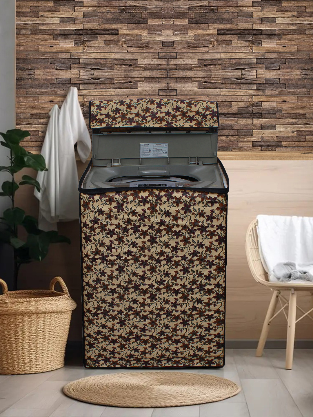 

DREAM CARE Beige & Brown Printed Waterproof and Dustproof Top Load Washing Machine Cover