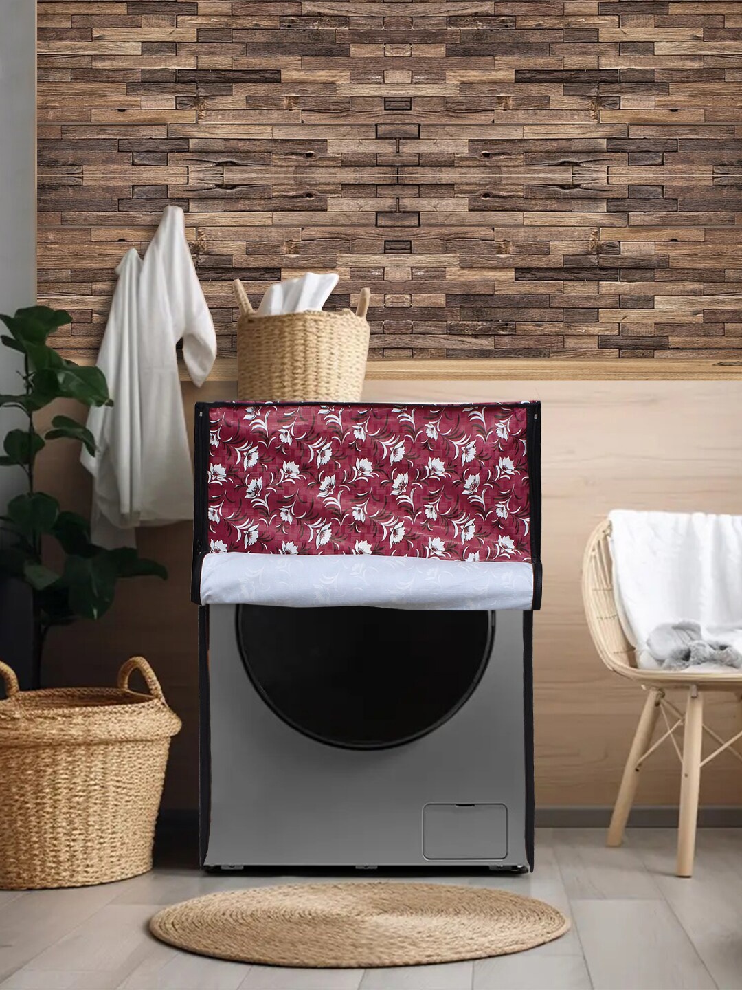 

DREAM CARE Purple & White Printed Waterproof & Dustproof Front Load Washing Machine Cover