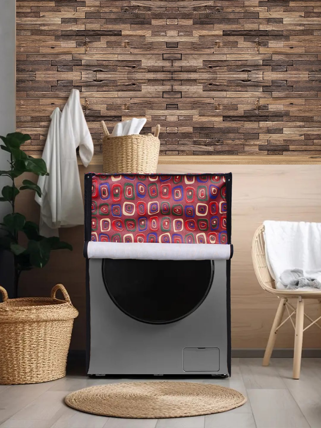 

DREAM CARE Red Printed Waterproof & Dustproof Front Load Washing Machine Cover