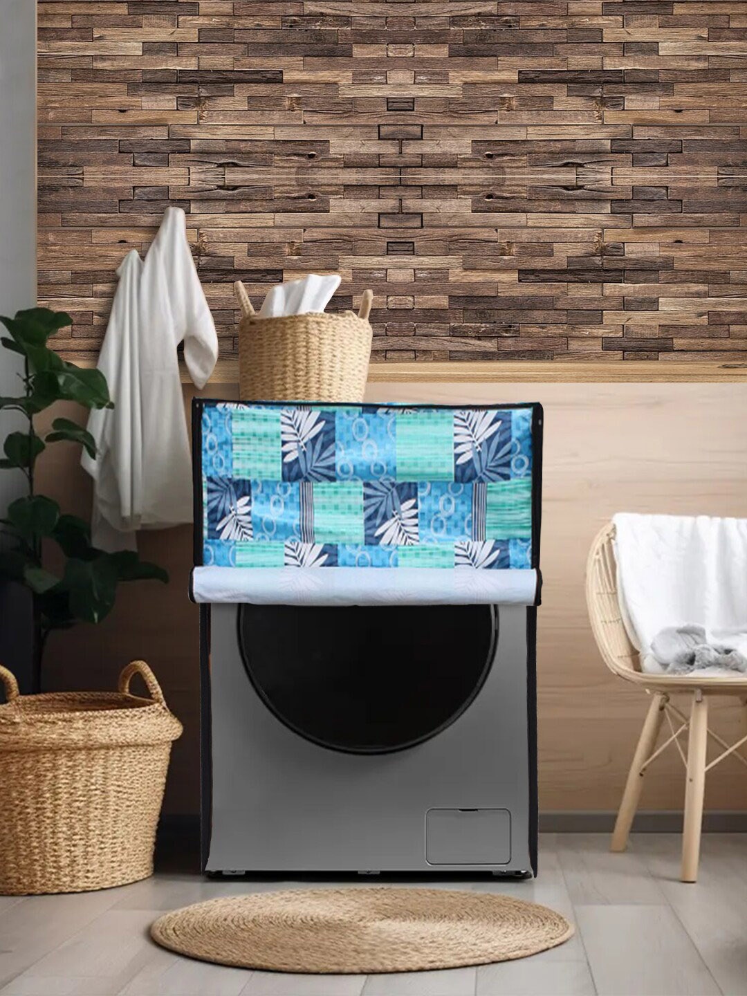

DREAM CARE Blue Printed Waterproof and Dustproof Washing Machine Cover Front Load