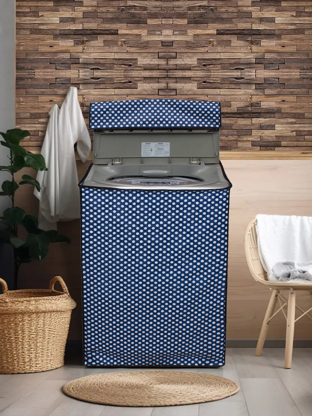 

DREAM CARE Blue & White Printed Waterproof & Dustproof Top Load Washing Machine Cover