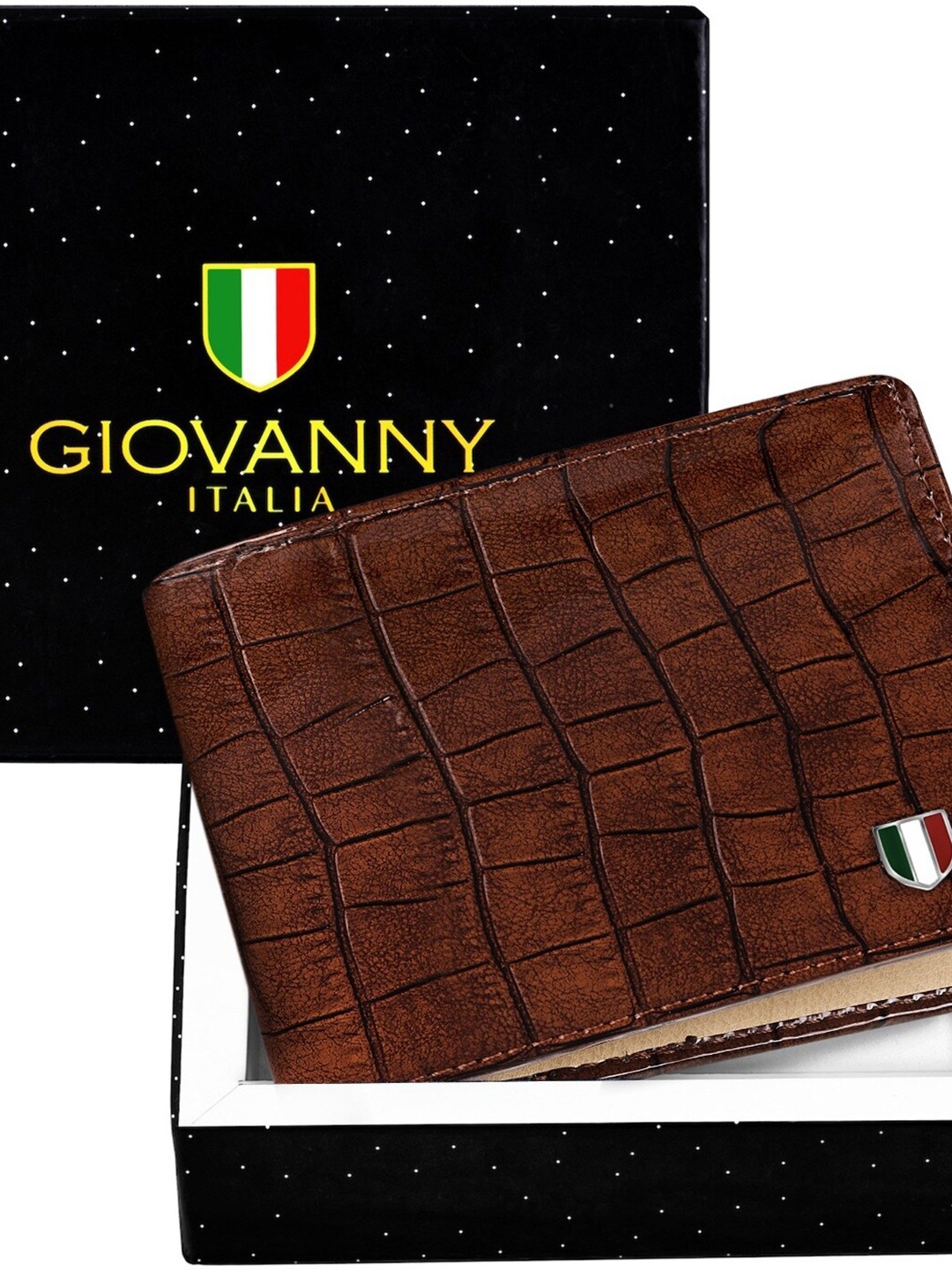 

GIOVANNY Men Textured Two Fold Wallet, Brown