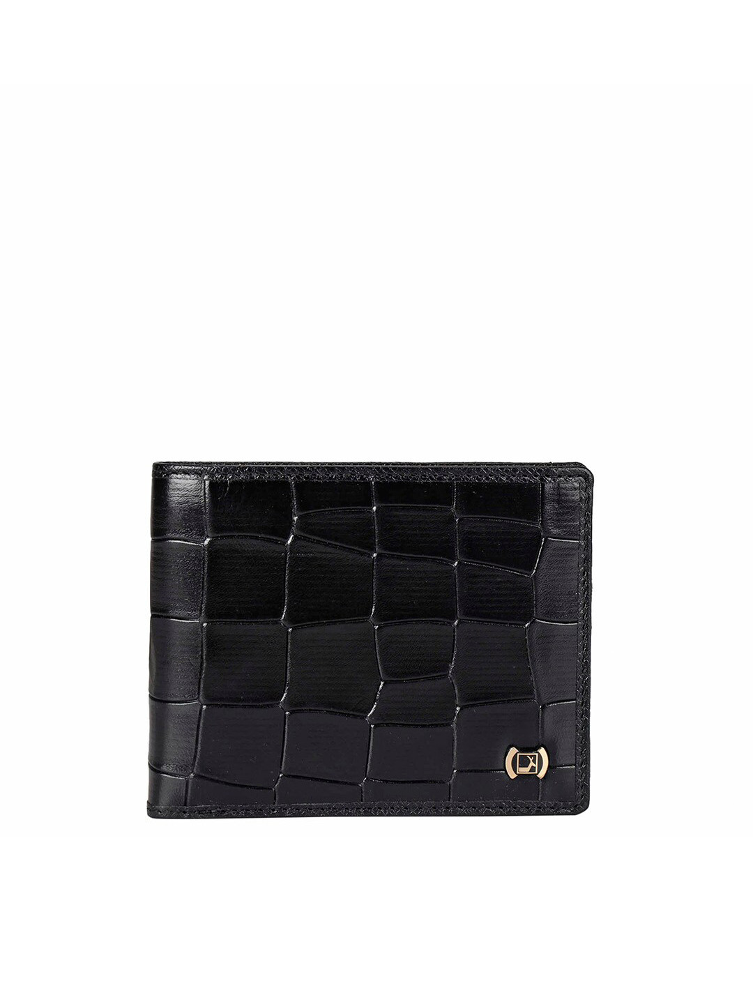 

Da Milano Men Textured Leather Two Fold Wallet, Black