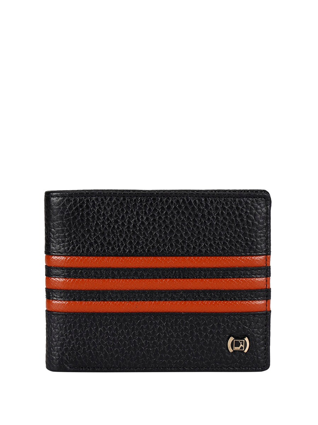 

Da Milano Men Textured Leather Two Fold Wallet, Black