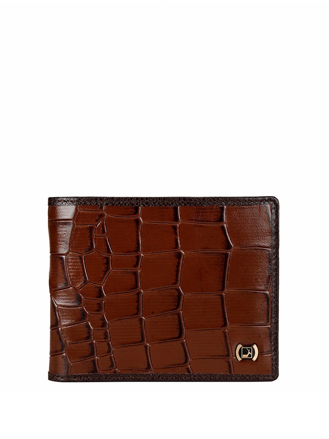 

Da Milano Men Textured Leather Two Fold Wallet, Brown