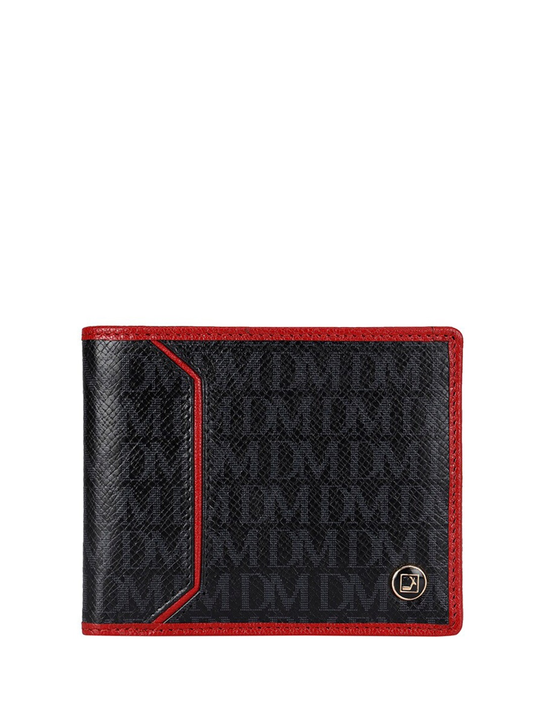 

Da Milano Men Textured Leather Two Fold Wallet, Black
