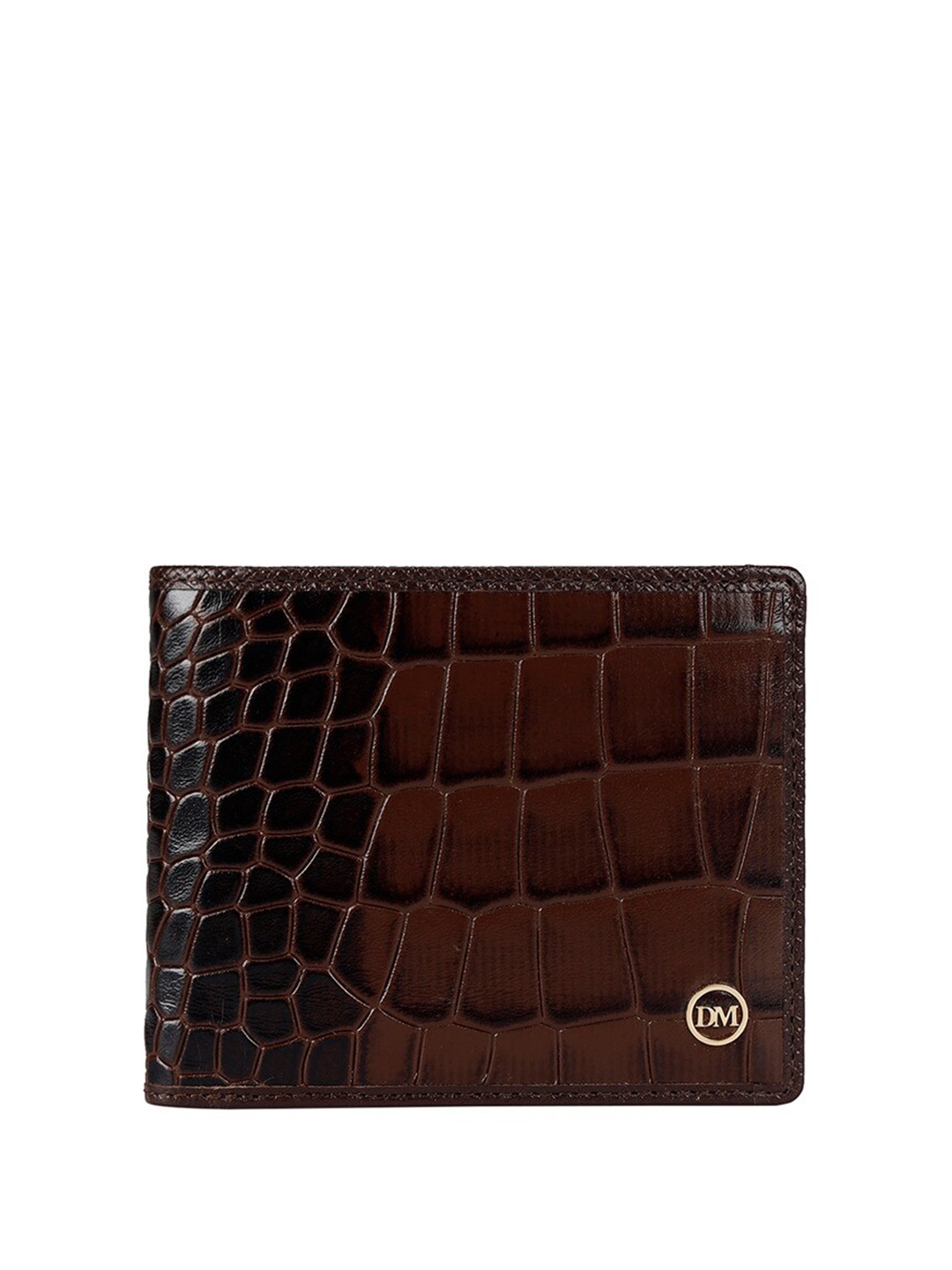 

Da Milano Men Textured Leather Two Fold Wallet, Brown